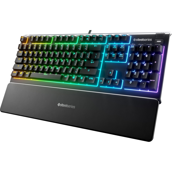 SteelSeries 64805_SS Apex 3, Whisper-Quiet, Wired, RGB, USB, Gaming Keyboard, Black