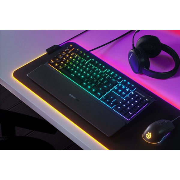 კლავიატურა SteelSeries 64805_SS Apex 3, Whisper-Quiet, Wired, RGB, USB, Gaming Keyboard, Black