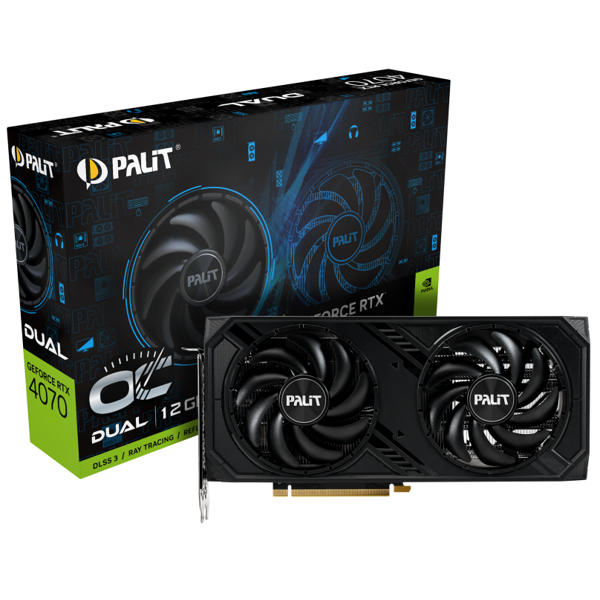  Palit NED4070S19K9-1047D, Gaming RTX4070 Dual OC, 12GB, 192bit, HDMI, DP, Black