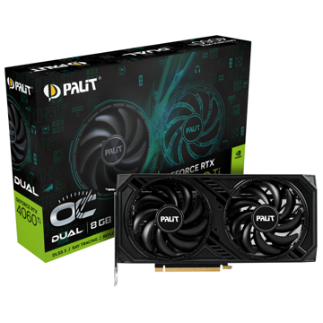 ვიდეო დაფა Palit NE6406TT19P1-1060D, Gaming RTX4060Ti Dual OC, 8GB, 128bit, HDMI, DP, Black