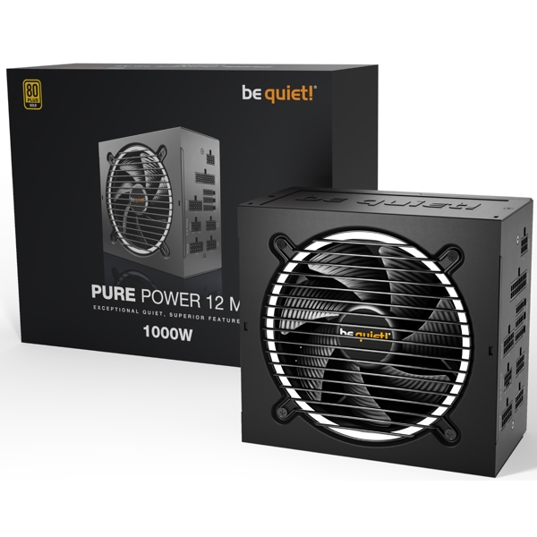 კვების ბლოკი be quiet! BN345 Pure POWPower 12 M, 1000W, 80 Plus, Power Supply, Black