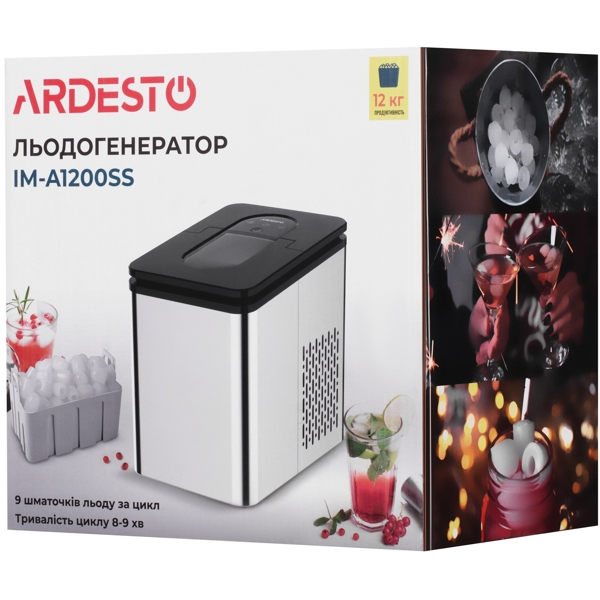 ყინულის აპარატი Ardesto IM-A1200SS, 1.8L, Ice Maker, Silver