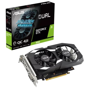 Asus 90YV0GX8-M0NA00, GeForce GTX1650 Dual V2 OC, 4GB, 128bit, HDMI, DP, DVI-D, Black