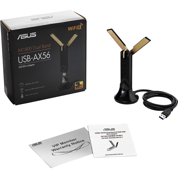 Wi-Fi ადაპტერი Asus USB-AX56 AX1800, Wifi Adapter, Black