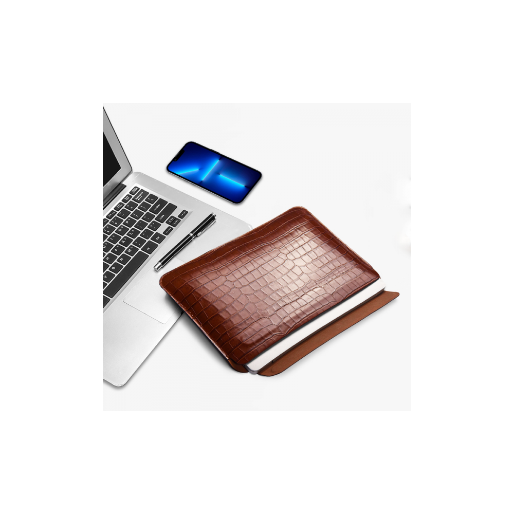 Wiwu 0009914438 Croco Geniunie Leather, 13.3", Laptop Sleeve, Brown