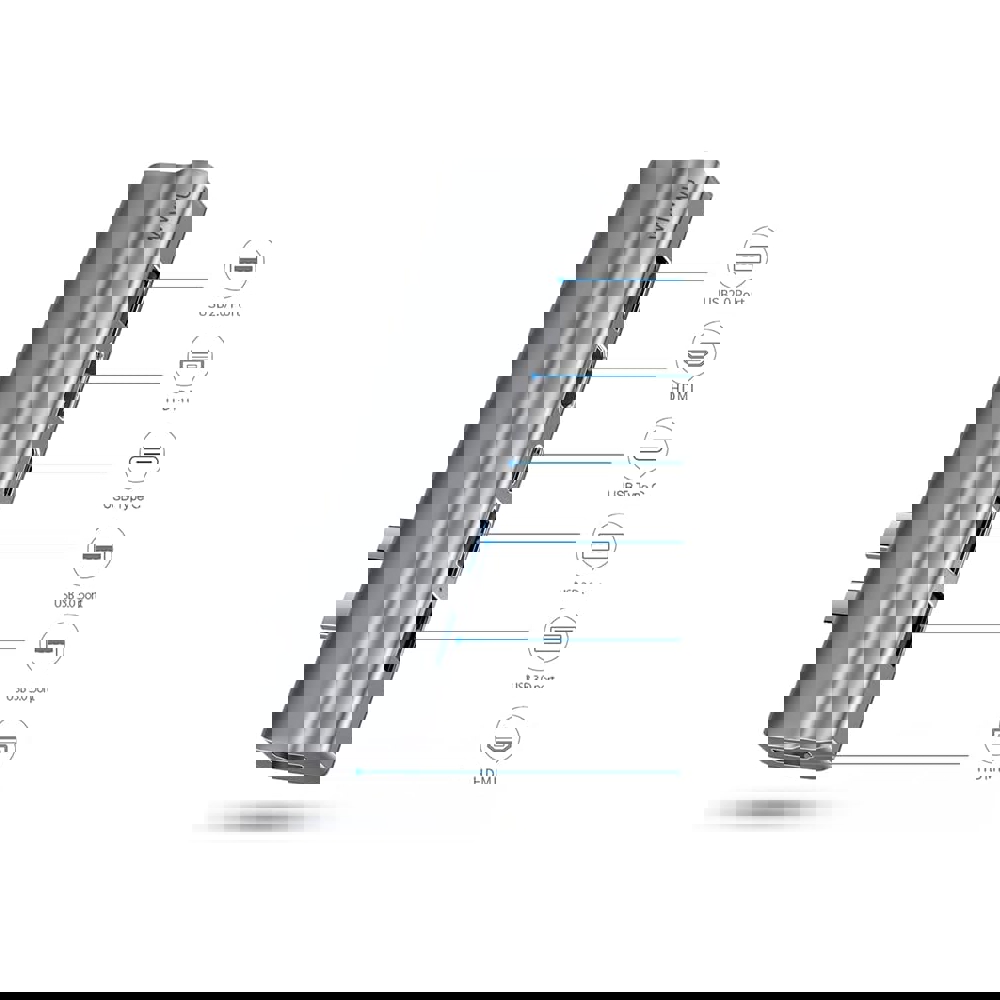 Wiwu T9, HDMI, USB, SD, TF, PD, Type-C, Hub, Gray