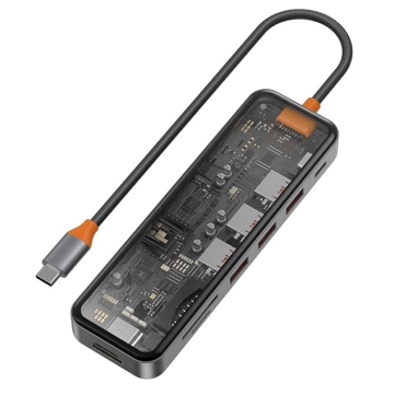 Wiwu CB007, USB-C, USB, SD, TF, PD, HDMI, Hub, Space Gray