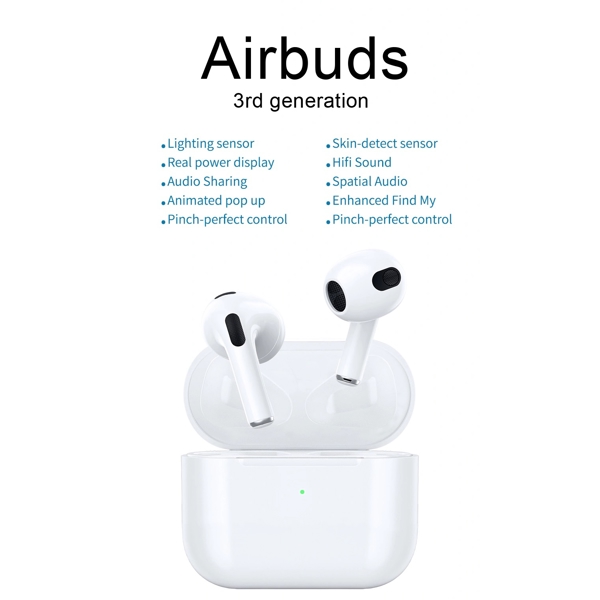 Wiwu Airbuds 3, Earphones, Wireless, Bluetooth, IPX4, White