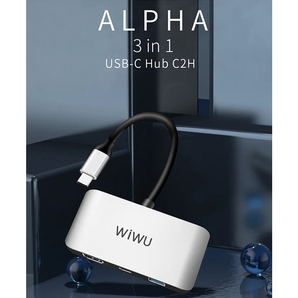 Wiwu C2H Alpha, Type-C, USB, HDMI, PD, Hub, Gray