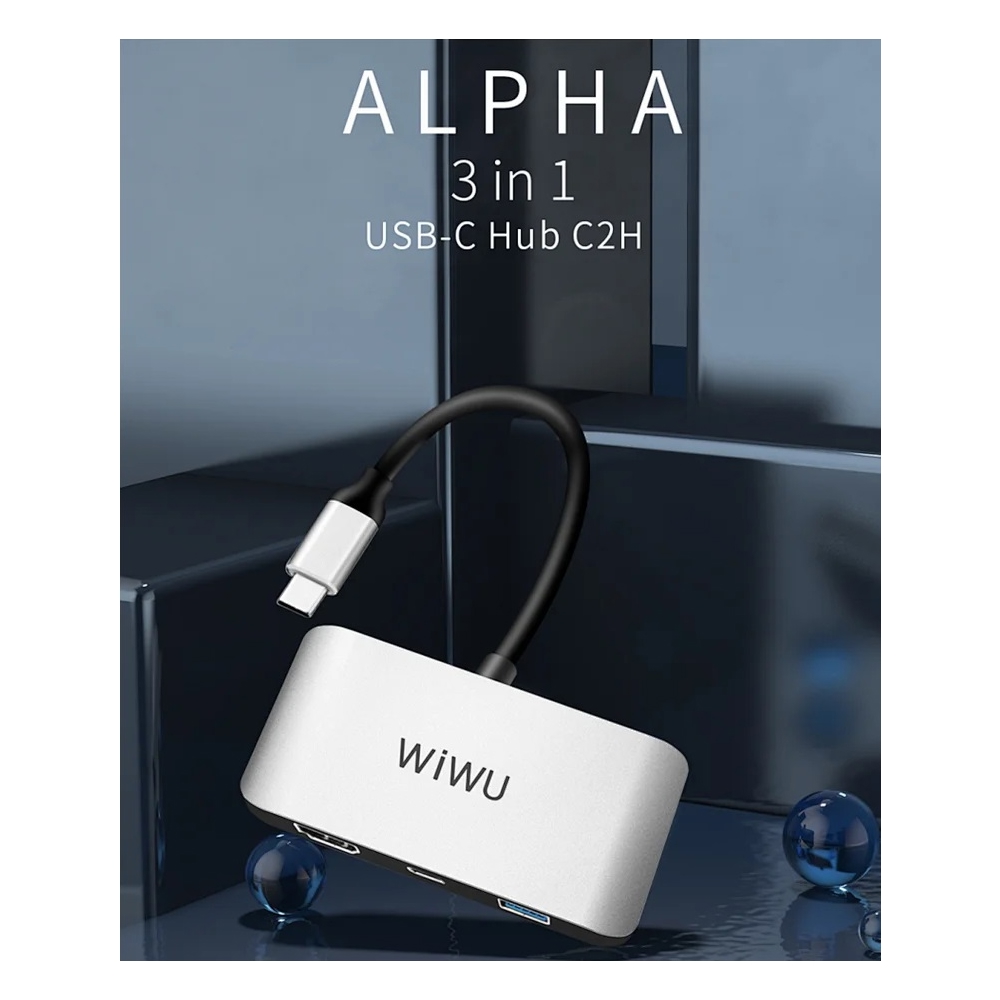 Wiwu C2H Alpha, Type-C, USB, HDMI, PD, Hub, Gray
