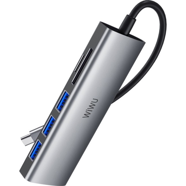 USB ჰაბი Wuwu 532ST Alpha, Type-C, USB, SD, TF, Hub, Gray
