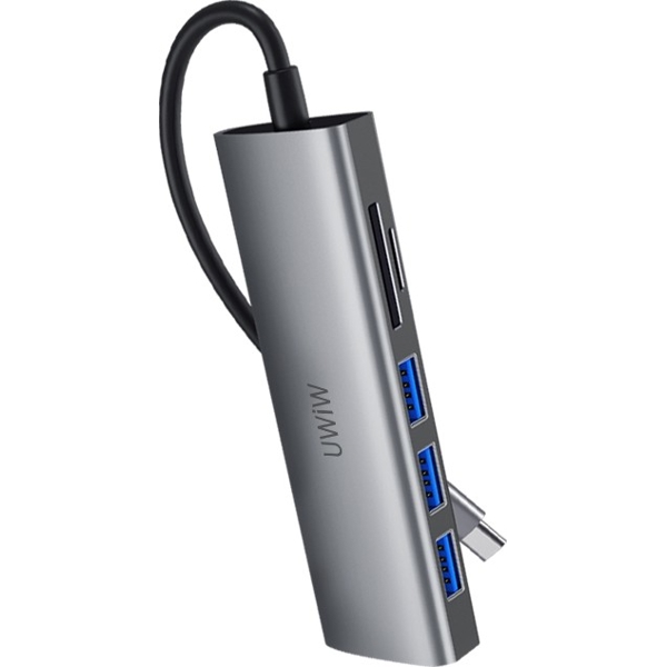 Wuwu 532ST Alpha, Type-C, USB, SD, TF, Hub, Gray
