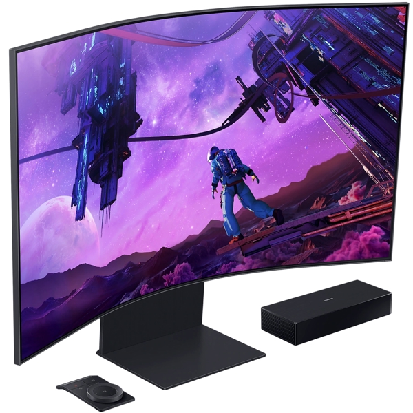 მონიტორი Samsung LS55BG970NIXCI Odyssey Ark, 55", Curved Monitor, 4K UHD, VA, HDMI, USB, 3.5mm, LAN, Black