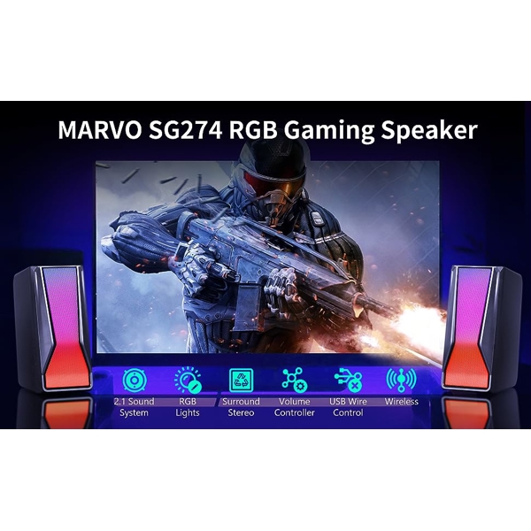 Marvo SG-274, 12W, Bluetooth, 3.5mm, USB, AUX, Speaker, Black