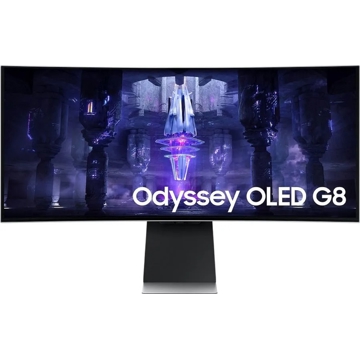 მონიტორი Samsung LS34BG850SIXCI ODYSSEY OLED G8, 34", Curved Monitor, OLED, Micro HDMI, USB-C, Mini DP, WIFI, BT, Silver