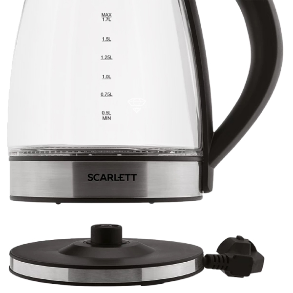 ელექტრო ჩაიდანი Scarlett SC-EK27G21, 2200W, 1.7L, Electric Kettle, Silver