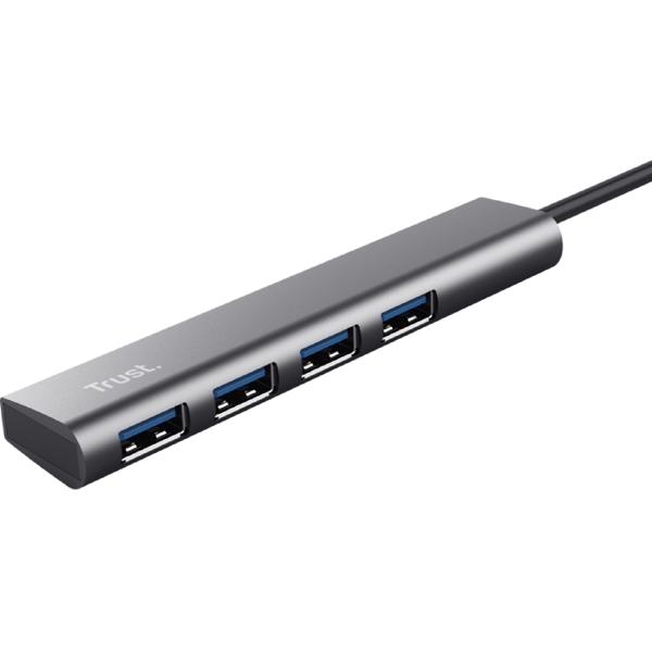 USB ჰაბი Trust Halyx, 4-in-1, USB 3.2, USB-A, USB-C Hub, Grey