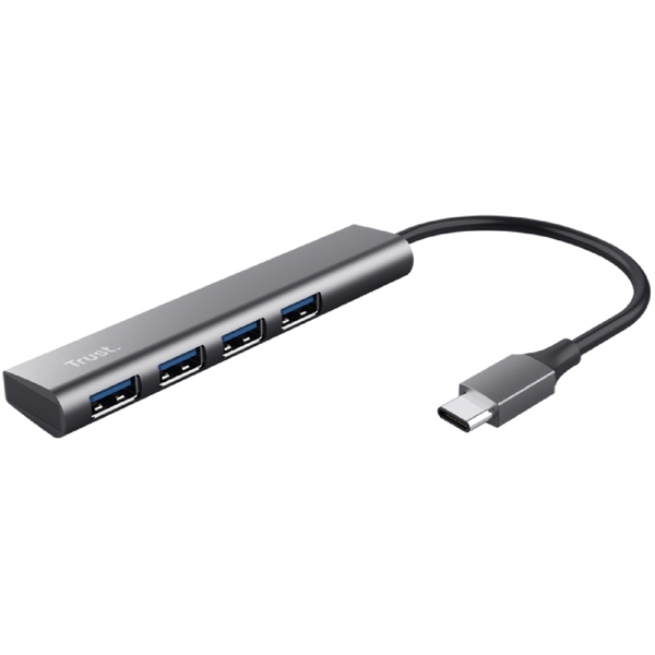 USB ჰაბი Trust Halyx, 4-in-1, USB 3.2, USB-A, USB-C Hub, Grey