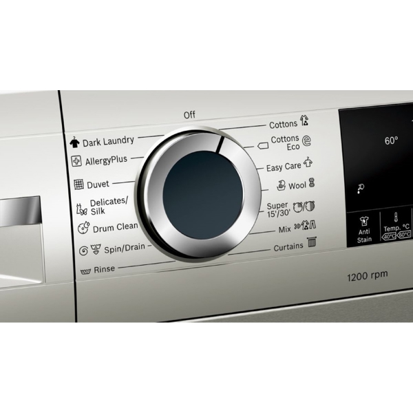 Bosch WGA242XVME, 9Kg, A+++, 1200Rpm, 72Db, Washing Machine, Silver Inox