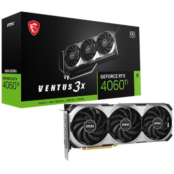 ვიდეო დაფა MSI VENTUS 3X OC, Gaming RTX4060Ti, 8GB, 128Bit, HDMI, DP, Black