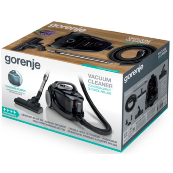 Gorenje VCEA03GALBKCY, 700W, 3.3L, Vacuum Cleaner, Black