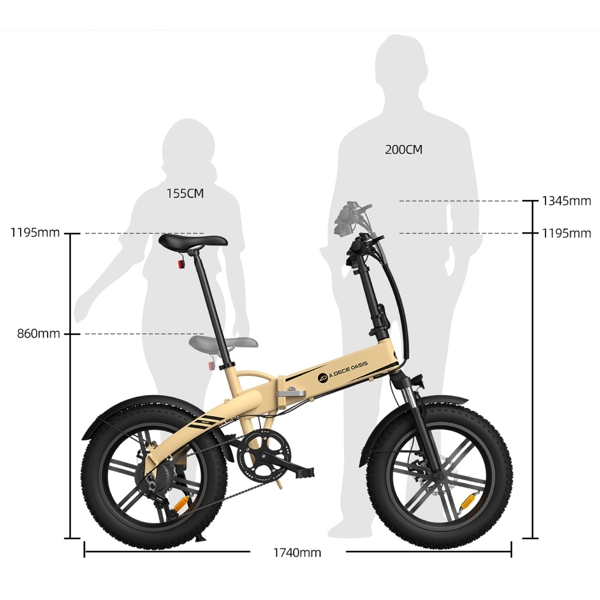 ADO A20F Beast, 500W, Smart APP, Folding Electric Bike, 25KM/H, Sand