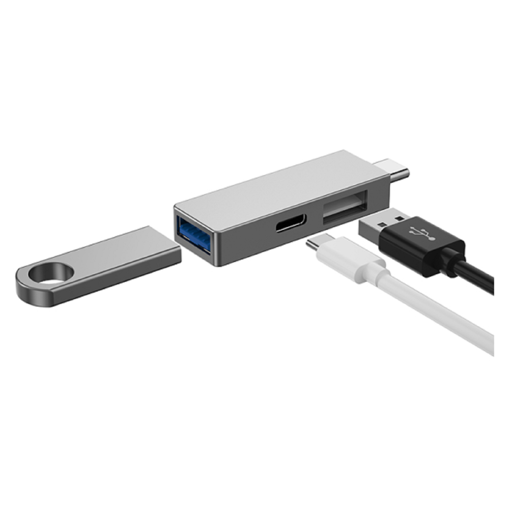 Wiwu T02 Pro, USB-A, USB-C, Hub, Gray