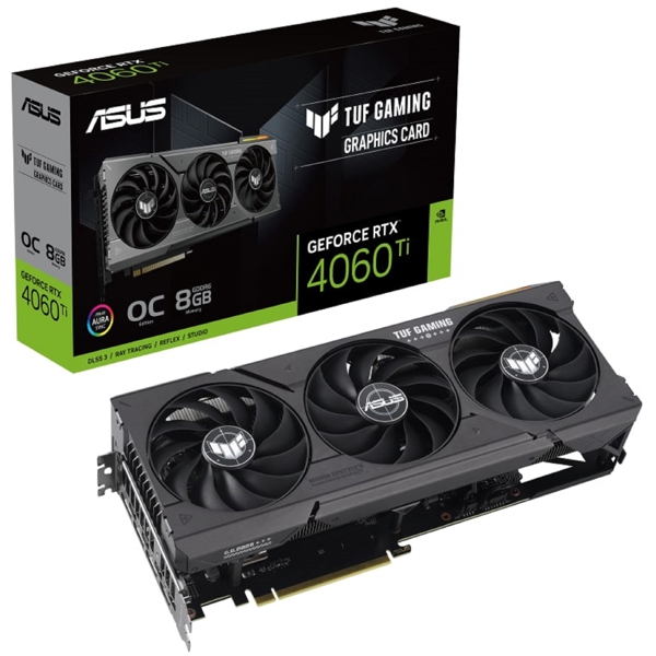 Asus TUF 90YV0J50-M0NA00, Gaming GeForce RTX4060Ti OC, 8GB, 128bit, HDMI, DP, Black