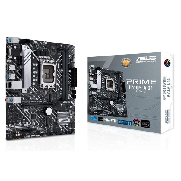 დედა დაფა Asus 90MB19P0-M0EAYC PRIME H610M-A D4-CSM, LGA 1700, DDR4, DIMM, 64GB