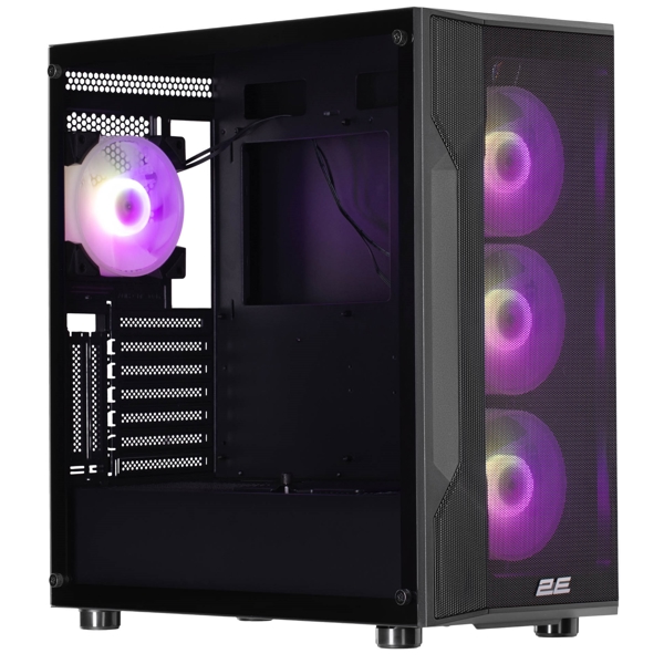 ქეისი 2E 2E-G4301 SPLENDOR, Computer Case, MidT, ATX, Mini-ITX, Micro-ATX, EATX, 2xUSB, Black