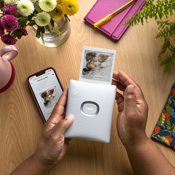 Fujifilm Instax Square Link, Bluetooth, USB-C, Portable Photo Printer,  Ash White