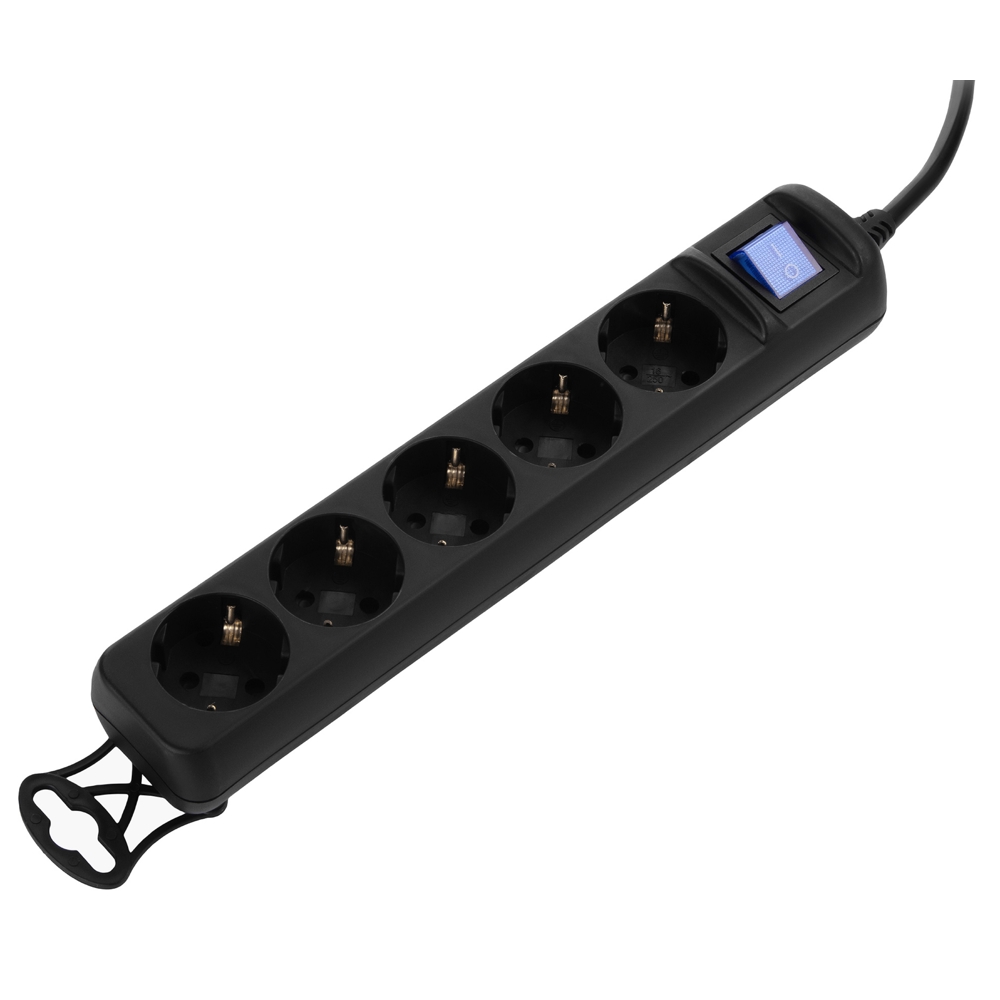 დენის გამანაწილებელი 2E 2E-U05ESM5B, 5 Socket, 5m, Black