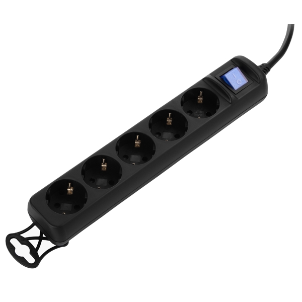 დენის გამანაწილებელი 2E 2E-U05ESM3B, 5 Socket, 3m, Black