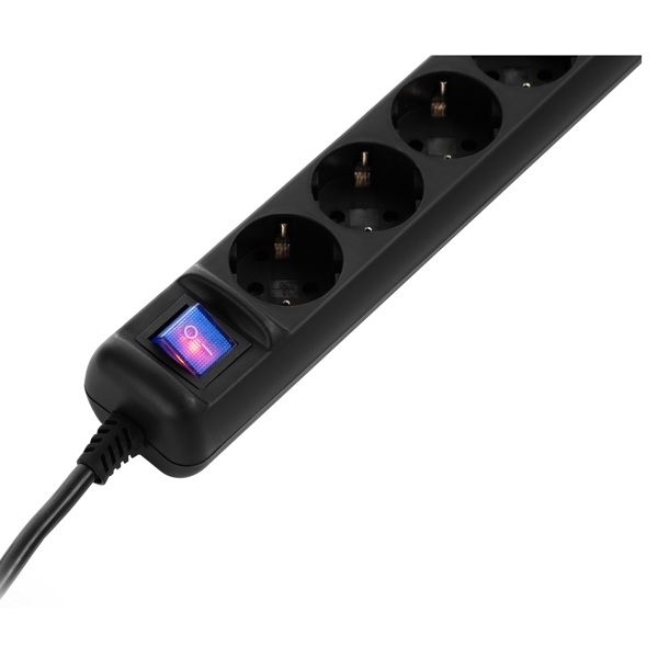 დენის გამანაწილებელი 2E 2E-U05ESM3B, 5 Socket, 3m, Black