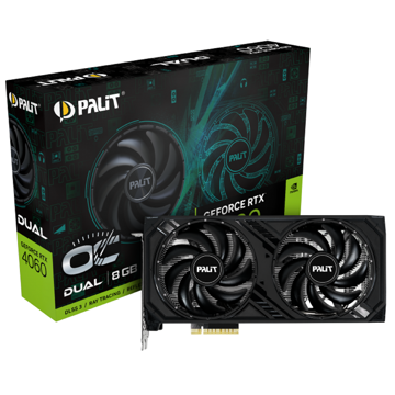 Palit NE64060T19P1-1070D, GeForce RTX4060 Dual OC, 8GB, 128bit, HDMI, DP, Black