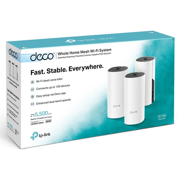 Tp-Link Deco M4(3-pack) AC1200, 867Mbps, Router, White