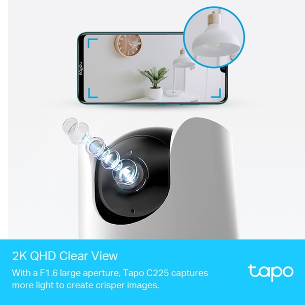 ვიდეო სათვალთვალო კამერა Tp-Link Tapo C225, Indoor Wireless Security Camera, White/Black