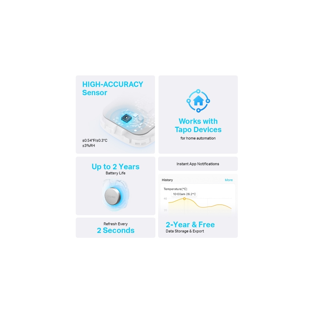 Tp-Link Tapo T310, Smart Temperature And Humidity Sensor, White