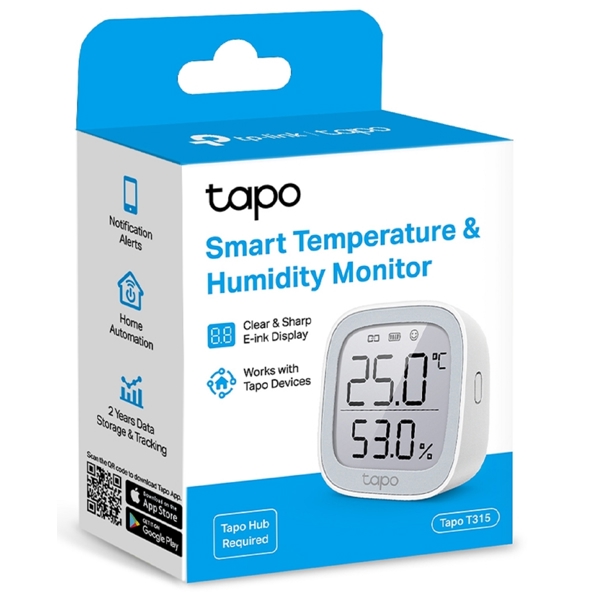 Tp-Link Tapo T315, Temperature and Humidity Sensor, White