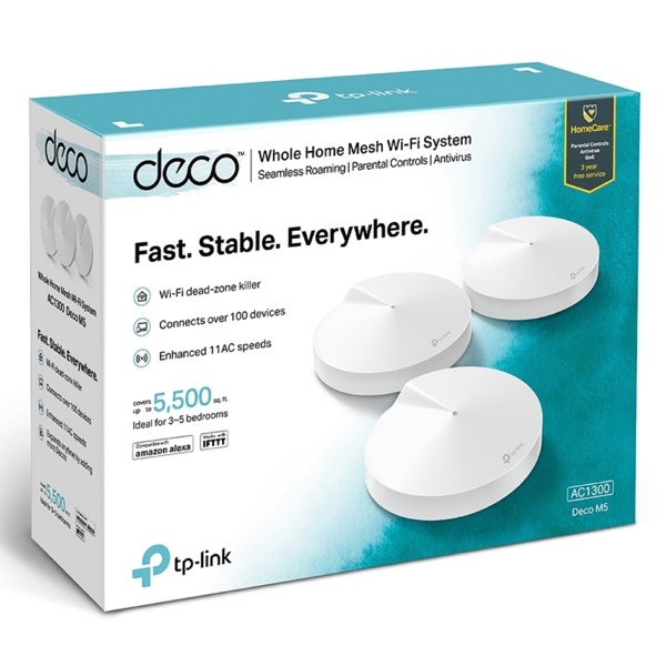 Tp-Link Deco M5(3-pack) AC1300, 867Mbps, Router, White