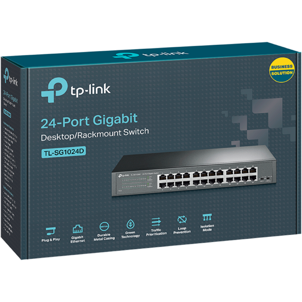 სვიჩი TP-Link TL-SG1024D, 24-Port Gigabit, Switch, Black