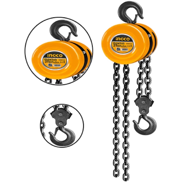 Ingco HCBK0103, 3T, Chain Block, Black/Orange