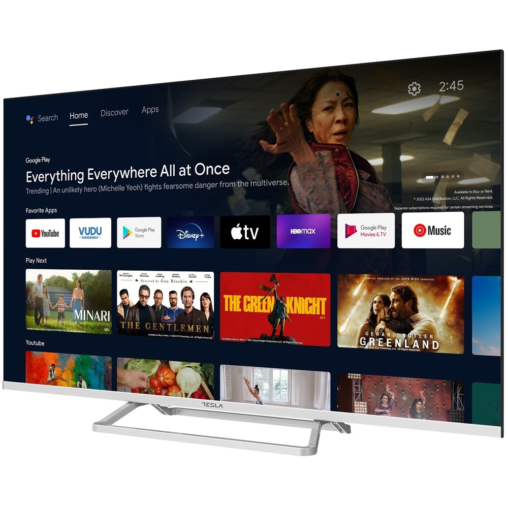 ტელევიზორი Tesla 43E635SUS, 43", 4K UHD, Smart TV, Android TV, USB, HDMI, LAN, BT, WIFI, Silver