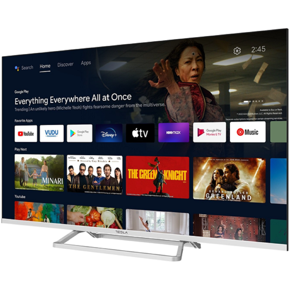 ტელევიზორი Tesla 50E635SUS, 50", 4K UHD, Android TV, USB, HDMI, LAN, BT, WIFI, Black/Silver