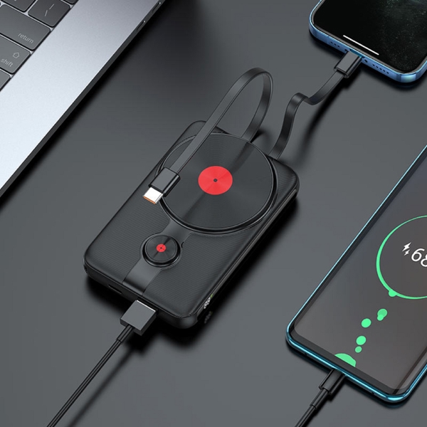 Hoco J92 Path, 10000mAh, USB, USB-C, Lightning, Power Bank, Black