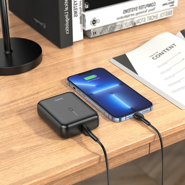 პორტატული დამტენი Hoco J96 Strider, 5000mAh, USB-A, USB-C, Power Bank, Black