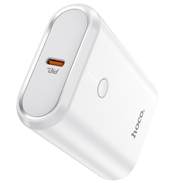 პორტატული დამტენი Hoco 6931474742902 Q3 Mayflower, 10000mAh, USB, USB-C, Power Bank, White