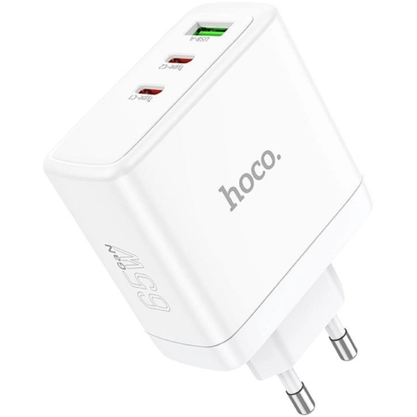 დამტენი Hoco 6931474784155 N30 Glory, 65W, USB-A, USB-C, White