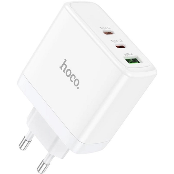 დამტენი Hoco 6931474784155 N30 Glory, 65W, USB-A, USB-C, White