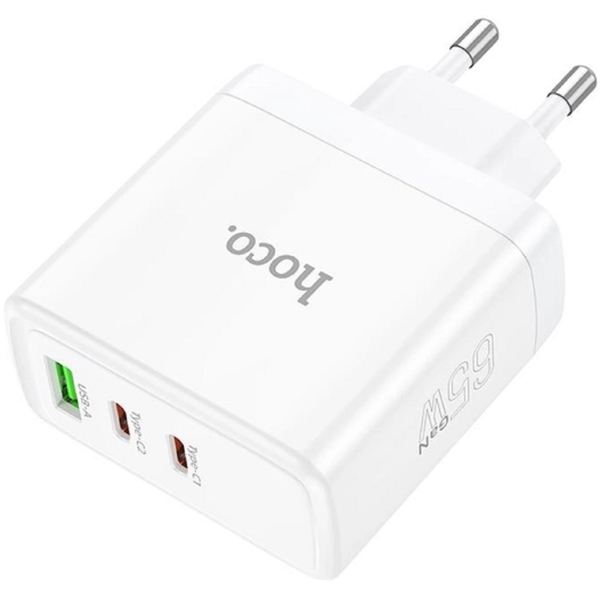 დამტენი Hoco 6931474784155 N30 Glory, 65W, USB-A, USB-C, White